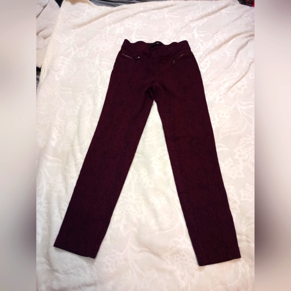 Burgundy animal print jeggings
